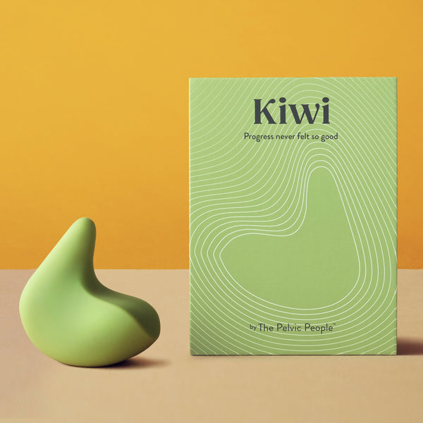 Kiwi vibrating pelvic floor massager in box by The Pelvic People